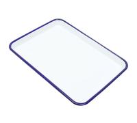 Blanche Plaque de Four Émaillée 27x19 CM Rectangulaire pour Cuisson | Papillote Cuisson Four, Surface Lisse, Contact Alimentaire, Nettoyage Facile, Bord Coloré Couleur Aléatoire