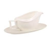 Blanche Saucière en Céramique pour Sauces, avec Soucoupe 250ml | Distribution Précise, Design Anti-fuite, Usage Polyvalent, Restaurants et Réunions Familiales, Forme Bateau
