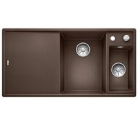 Blanco Évier Axia III 6 S Silgranit PuraDur 100x51 cm café 523471 à droite avec planche en bois