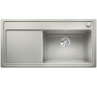 BLANCO 524055 zenar XL 6 S à vapeur Plus 6 S SILGRANIT PuraDur avec télécommande d'écoulement, planche à découper en bois + Bac à droite, gris perle
