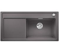 BLANCO 524067 zenar XL 6 S à vapeur Plus 6 S Rocher SILGRANIT PuraDur Planche à découper en verre avec télécommande d'écoulement Bac à droite, gris