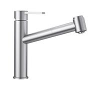BLANCO Ambis-S 525124 Mitigeur monocommande avec douchette extensible en acier inoxydable massif brossé basse pression