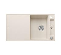 BLANCO AXIA III 5 S-F Évier en granit SILGRANIT blanc doux | Type de montage : affleurant | Réversible | Avec planche à découper en bois | Pour armoires inférieures de 50 cm de large | Surface facile