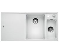 BLANCO AXIA III 6 S, SILGRANIT® PuraDur®, blanc, cuve à droite, avecd'écoulement, planche à découper en bois incluse