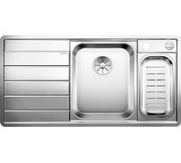 BLANCO Axis III 6 S-IF - Evier - inox lisse - 1 1/2 cuve - bonde gauche - vidage automatique - sans siphon - plaque verre - soucoupe inox