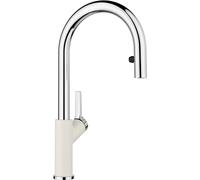 BLANCO CARENA-S Vario Soft blanc/chrome | Haute pression | Avec tuyau extractible | Passage du jet clair en jet de douche | Cartouche en céramique | Qualité de l'eau sûre et économie d'eau