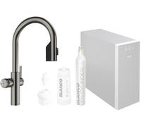 BLANCO CHOICE Icona-C Robinet de cuisine tout-en-un en satin platine sans unité de traitement de l'eau Choice.ALL Eau froide calme, moyenne, pétillante et bouillante 16 x 28,2 x 45,1 cm
