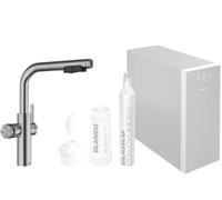 BLANCO CHOICE Icona-L Robinet de cuisine tout-en-un en acier inoxydable massif sans unité de traitement de l'eau CHOICE.ALL Eau froide calme, moyenne, pétillante et bouillante 16 x 28,2 x 45,1 cm