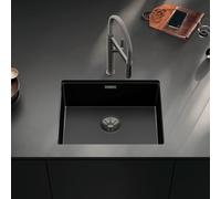 BLANCO CLARON 500-U Dark Steel Edition Évier en acier inoxydable | Type de montage : sous-plan | Pour armoires inférieures de 60 cm de large | Résistant aux rayures | Grand volume de bassin