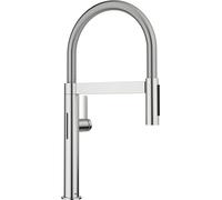 BLANCO CULINA-S II Mini capteur | Robinet de cuisine en acier PVD | Haute pression | Avec tuyau extractible | Changement de jet clair en jet de douche | Sans contact | Économe en eau | [8,2 x 24 x