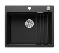 BLANCO ETAGON 6-F, SILGRANIT anthracite, type d'encastrement : affleurant de surface, avec commande d'évacuation, avec accessoires, meuble bas de 60 cm, concept de système bien pensé avec rails ETAGON