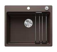 BLANCO ETAGON 6-F, SILGRANIT Café, Type d'encastrement : affleurant de Surface, avec Commande d'évacuation, avec Accessoires, Meuble Bas de 60 cm, Concept de système Bien pensé avec Rails ETAGON