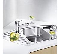 Blanco évier 516277 93 x 51 cm, Inox finition à la brosse, de drain télécommande avec bouton rotatif