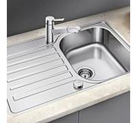 Blanco évier 519059 76,8 x 48,8 cm, Inox finition à la brosse, réversible, drain télécommande avec bouton rotatif