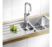 Blanco évier 523033 100 x 50 cm, Inox finition à la brosse, réversible, de drain télécommande avec bouton rotatif