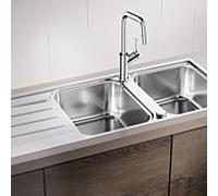 Blanco évier 523037 160 x 50 cm, Inox finition à la brosse, réversible, de drain télécommande avec bouton rotatif