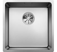 Blanco Evier à encastrer 2D Andano 400-U - Evier avec C-overflow et système d'évacuation InFino, inox satiné