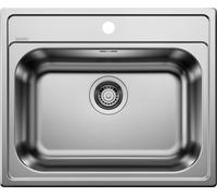 Blanco Evier à encastrer Dana 6 - Lavabo à encastrer avec robinet à panier 3 1/2 pouce, inox brossé