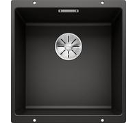 Blanco Evier sous plan Subline 400-U - lavabo à encastrer avec système d'évacuation InFino, granit noir