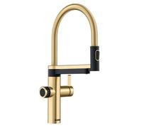 Blanco EVOL-S Pro - Mitigeur d'évier avec bras flexible, douchette et fonction de filtration, doré/noir 527430