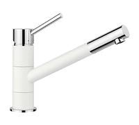 BLANCO KANO - Robinet Mitigeur Monocommande Bicolore pour la Cuisine - Plage de pivotement à 360° - Chrome / Blanc - 525030