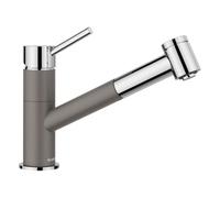 BLANCO KANO-S Vario Robinet de cuisine en gris volcanique chromé haute pression avec tuyau extractible clapet anti-retour Cartouche en céramique avec douchette réglable pour un jet puissant