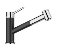 BLANCO KANO-S Vario Robinet de cuisine haute pression Anthracite/chromé Avec tuyau extractible Clapet anti-retour Cartouche en céramique Avec douchette réglable pour un jet puissant