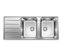 BLANCO LEMIS 8 S-IF - Évier Double Bac de Cuisine pour Meubles Bas de 80 cm de Large - Inox - Cuve à Fond Plat IF - 523037