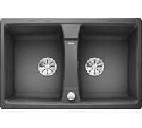 BLANCO LEXA 8, SILGRANIT® PuraDur®, gris roche, réversible, avecà distance du bouchon