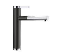 BLANCO LINEE-S Robinet de cuisine en silgranit/chromé Haute pression Avec tuyau extractible Clapet anti-retour Cartouche en céramique Qualité de l'eau garantie et économie d'eau