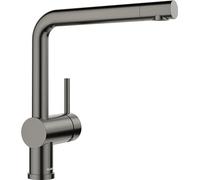BLANCO LINUS Robinet de cuisine en acier satiné foncé haute pression Clapet anti-retour Cartouche en céramique Qualité d'eau garantie et économie d'eau