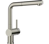 BLANCO LINUS-S Robinet de cuisine en satin platine haute pression avec tuyau extractible Clapet anti-retour Cartouche en céramique Qualité de l'eau garantie et économie d'eau