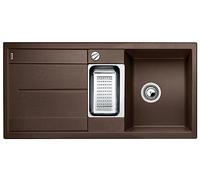 BLANCO METRA 6 S - Évier de Cuisine Rectangulaire en Granit pour Meubles Bas de 60 cm de Large - Égouttoir Intégré - SILGRANIT - Marron - 515045