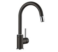 Blanco Mida S - Mitigeur d'évier avec bec extractible, noir / chrome 526146