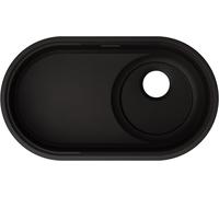 BLANCO OOVALON 700-F Évier de cuisine en Velgranit Mystic Black - Design ovale - Couvercle d'écoulement CapFlow - Évacuation décalée pour plus d'espace - Facile d'entretien et résistant - Évier de