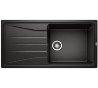 BLANCO SONA XL 6 S Évier en granit noir en SILGRANIT noir | Type de montage : montage par le haut | réversible | Pour armoires inférieures de 60 cm de large | Grand bac | Surface facile à nettoyer