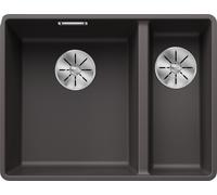 Blanco – Évier de cuisine SUBLINE 340/160-F – Double affleurant SILGRANIT Gris Roche, cuve à gauche