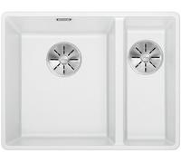 BLANCO SUBLINE 340/160-F, SILGRANIT® PuraDur®, blanc, cuve principale à gauche, sans commande à distance de l'écoulement