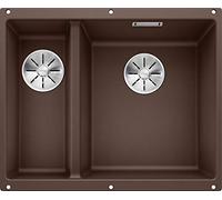 BLANCO SUBLINE 340/160-U - Évier de Cuisine Double Sous Plan pour Meubles Bas de 60 cm de Large - SILGRANIT - Marron - 523567