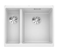 BLANCO SUBLINE 340/160-U - Évier de Cuisine Double Sous Plan pour Meubles Bas de 60 cm de Large - SILGRANIT - Blanc - 523562