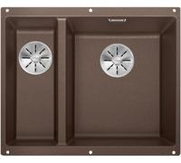 BLANCO SUBLINE 340/160-U, SILGRANIT® PuraDur®, cafe, cuve principale à droite, sansà distance de l'écoulement