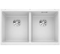 BLANCO SUBLINE 350/350-U - Évier de Cuisine Double Sous Plan pour Meubles Bas de 80 cm de Large - SILGRANIT - Blanc - 523578
