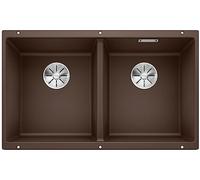 BLANCO SUBLINE 350/350-U - Évier de Cuisine Double Sous Plan pour Meubles Bas de 80 cm de Large - SILGRANIT - Marron - 523583