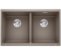 BLANCO SUBLINE 350/350-U - Évier de Cuisine Double Sous Plan pour Meubles Bas de 80 cm de Large - SILGRANIT - Marron - 523581