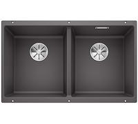 BLANCO SUBLINE 350/350 U - Évier de Cuisine Double Sous Plan pour Meubles Bas de 80 cm de Large - SILGRANIT - Gris - 523575