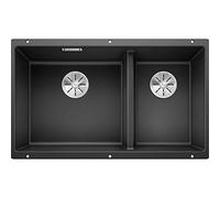 BLANCO SUBLINE 430/270-U - Évier de Cuisine Double Sous Plan pour Meubles Bas de 80 cm de Large - SILGRANIT - Gris - 523151