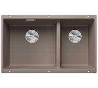 Blanco Évier Subline 430/270-U Silgranit double sous-plan 72,5x40 cm Marron 523158