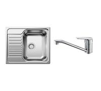 BLANCO Tipo 45 S Mini 516524 Évier de Cuisine Acier Inoxydable Finition Naturelle 1 Pièce & Ibergrif M14450, Mitigeur d'Evier, Robinet de Cuisine Monocommande, Mitigeur Cuisine Orientable