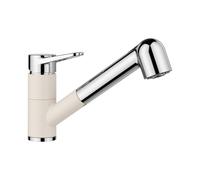 Blanco Wega S - Mitigeur d'évier avec douchette extractible, blanc doux/chrome 526982