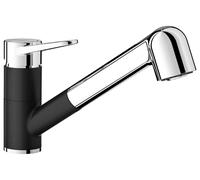 Blanco Wega S - Mélangeur d'évier avec douchette extractible, noir/chrome 526428